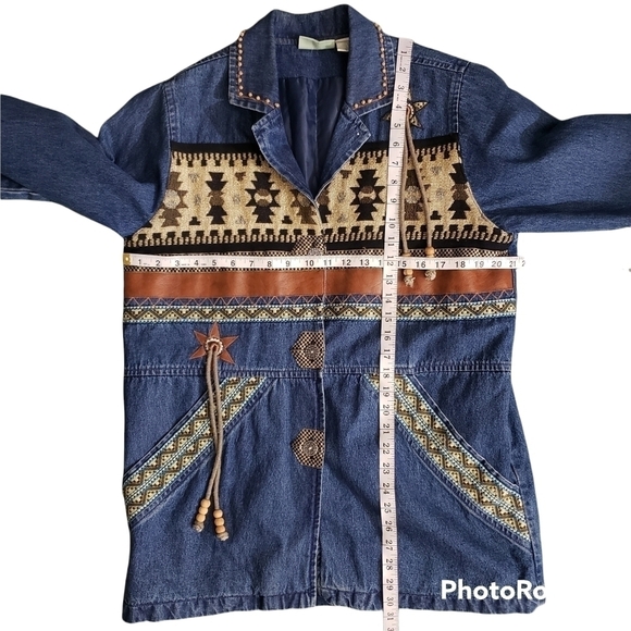 Vintage 220 Hickory Western Embroidered Beaded Denim Jacket Size S - Picture 4 of 7